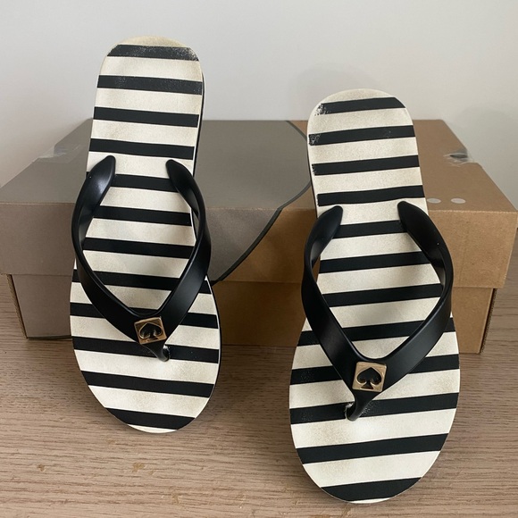 Kate Spade ♠️ Black/White Women Slide Slippers - SZ 5-6 - Picture 3 of 14
